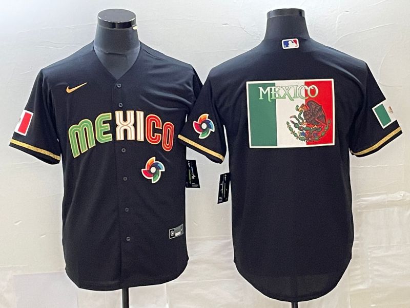 Men 2023 World Cub Mexico Blank Black gold Nike MLB Jersey7